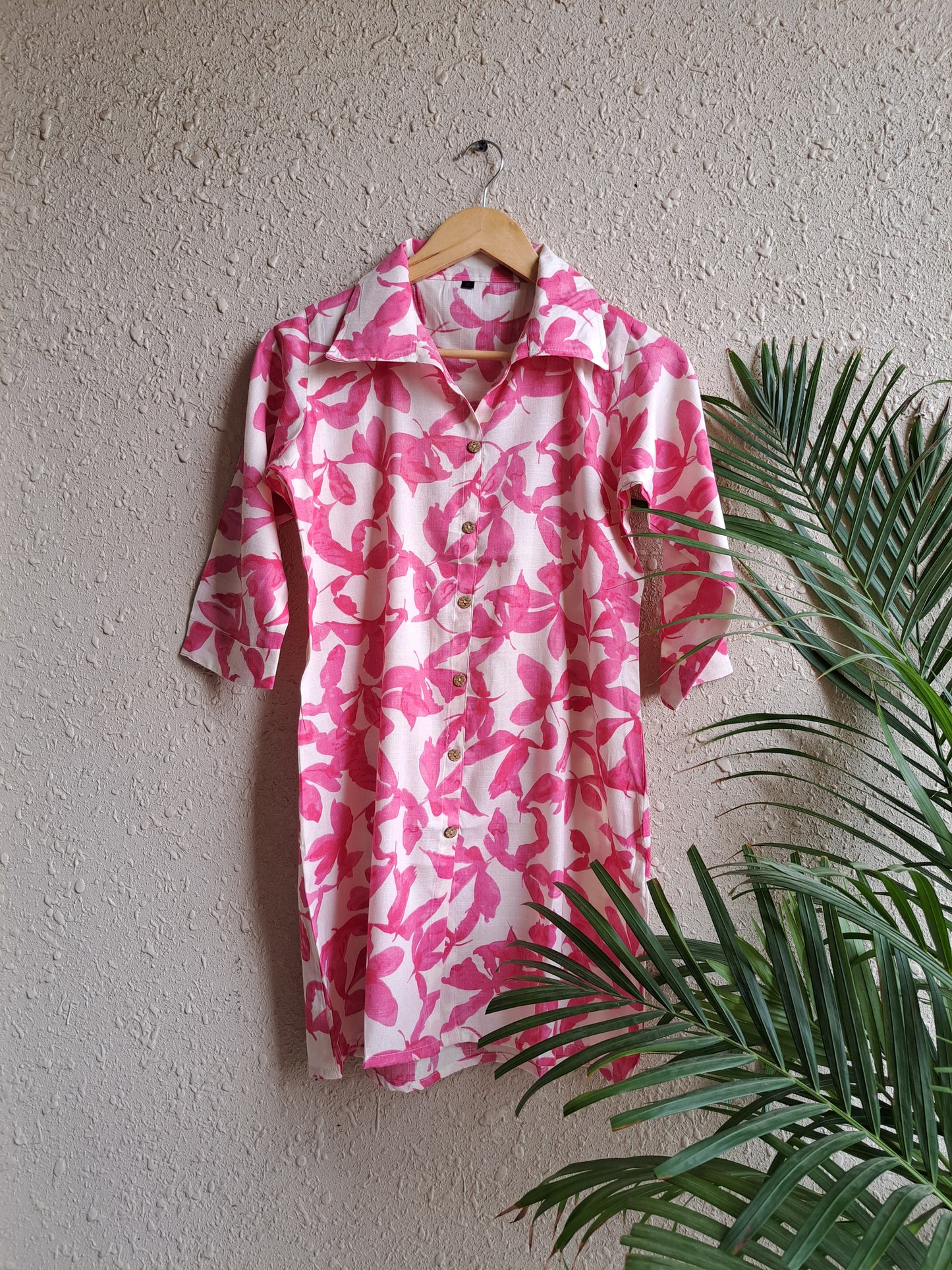 Blush Leaf Pure Cotton Co-ord Set (Pink)