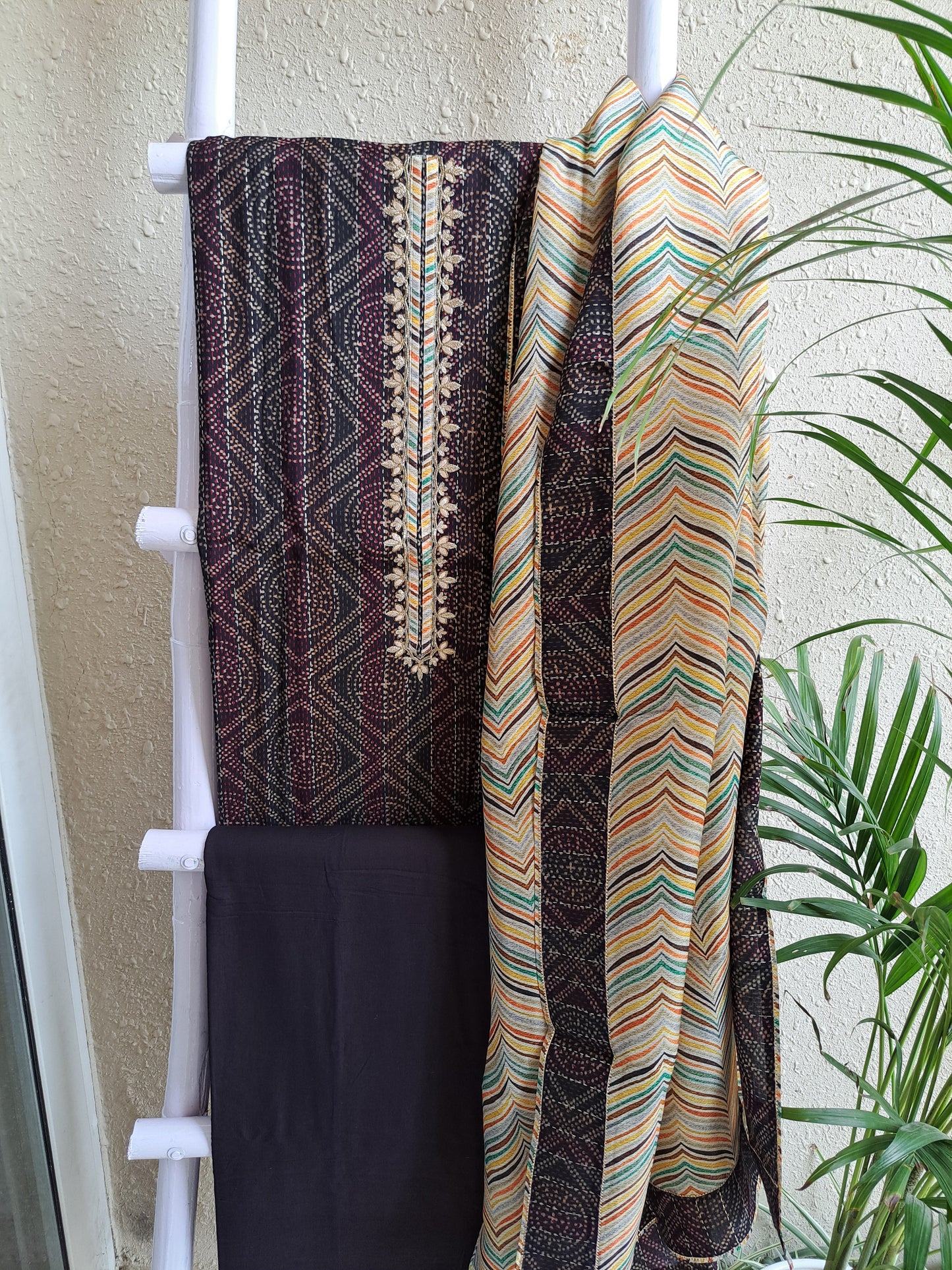Black Cotton Suit (Unstiched)