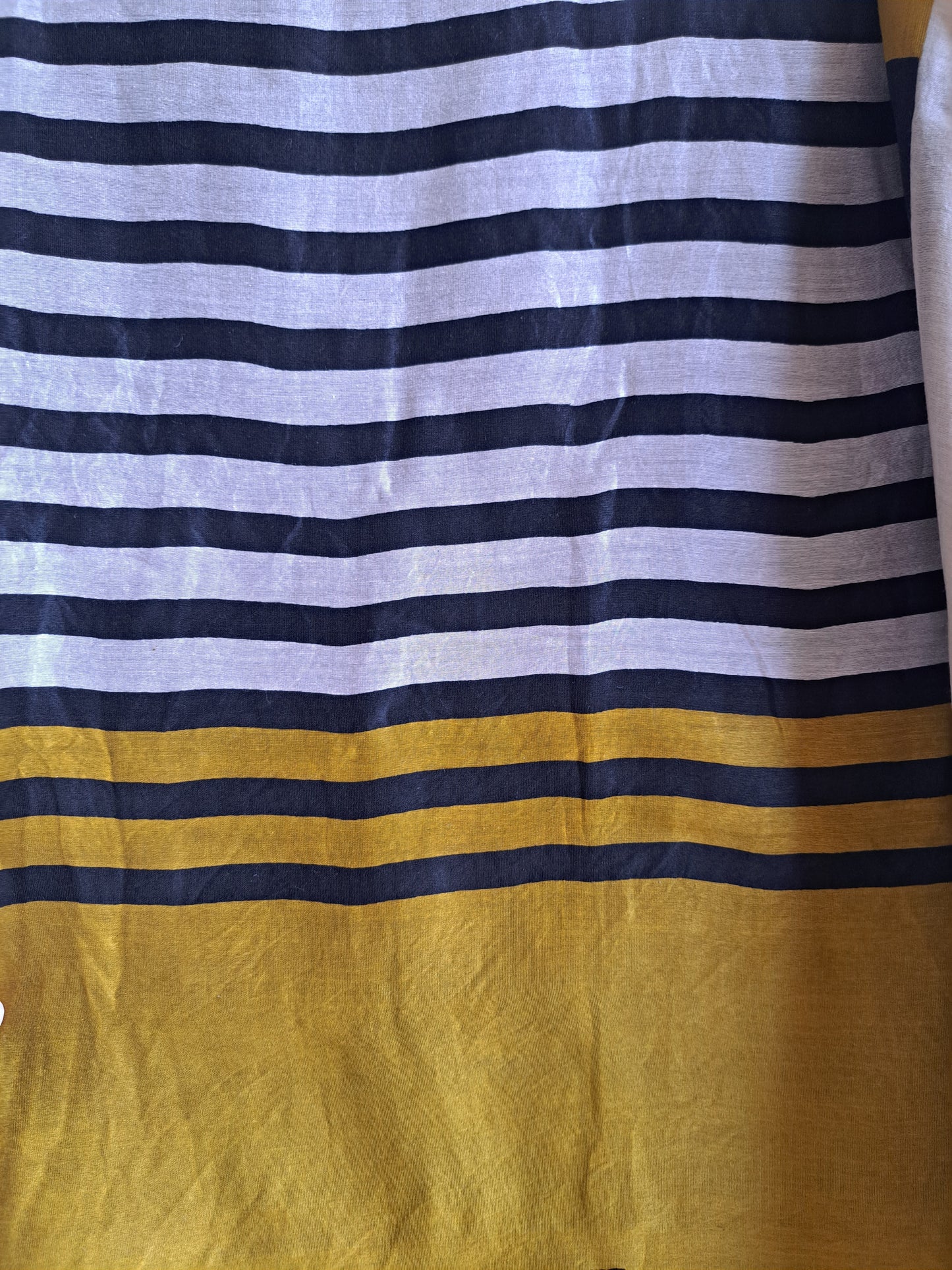 Black & Mustard Striped Maheshwari Cotton Silk Unstitched Suit