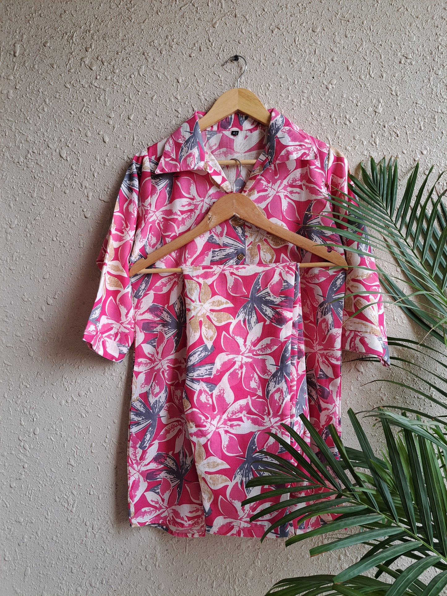 Pink Floral Print Cotton Co-Ord Set