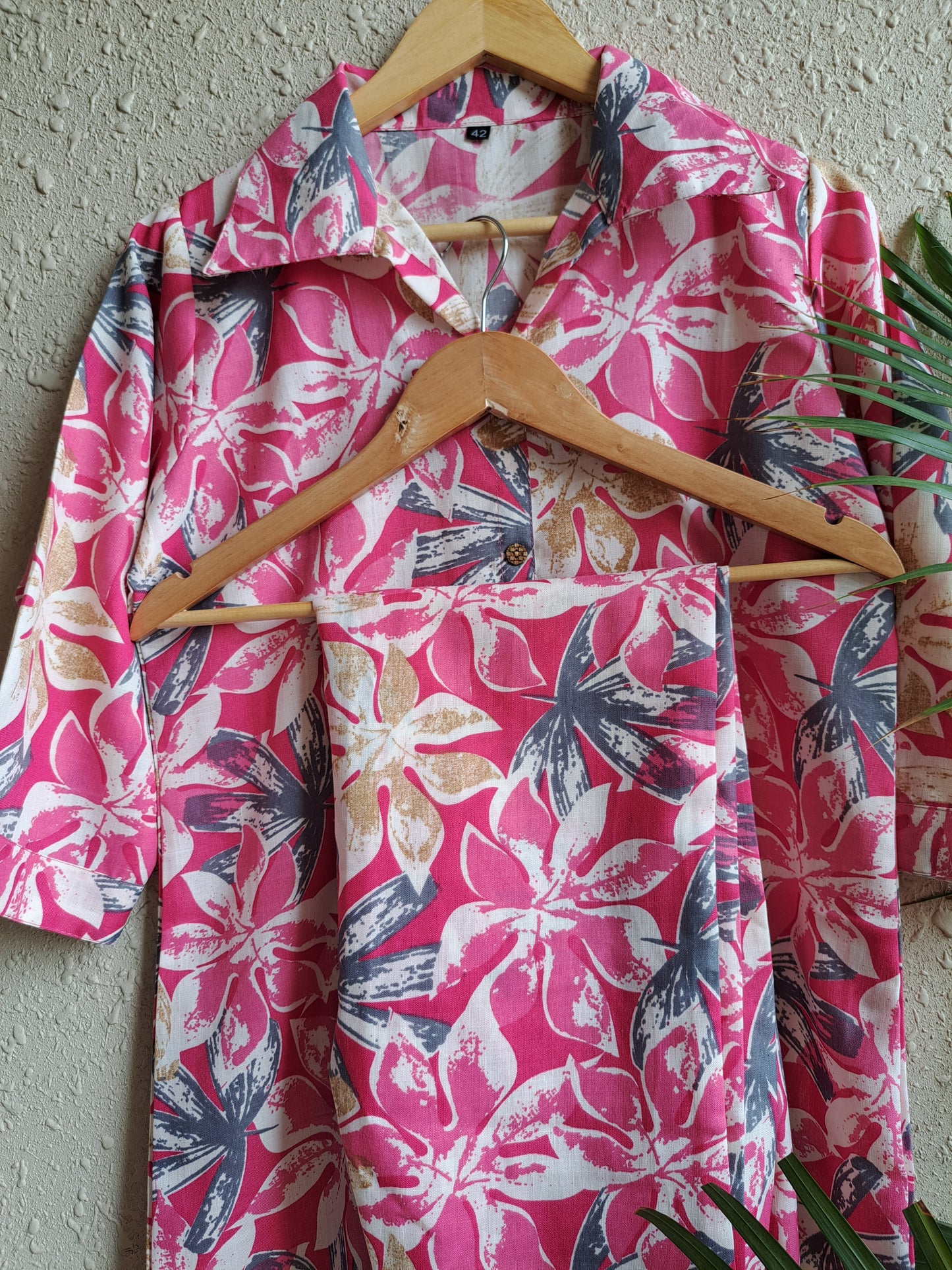 Pink Floral Print Cotton Co-Ord Set