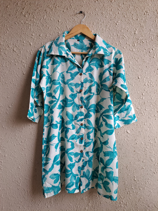 Turquoise Bloom Pure Cotton Co-ord Set