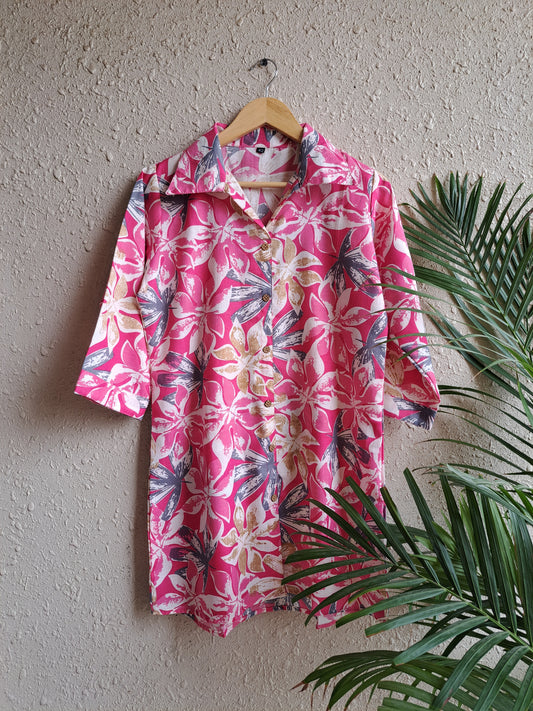 Pink Floral Print Cotton Co-Ord Set