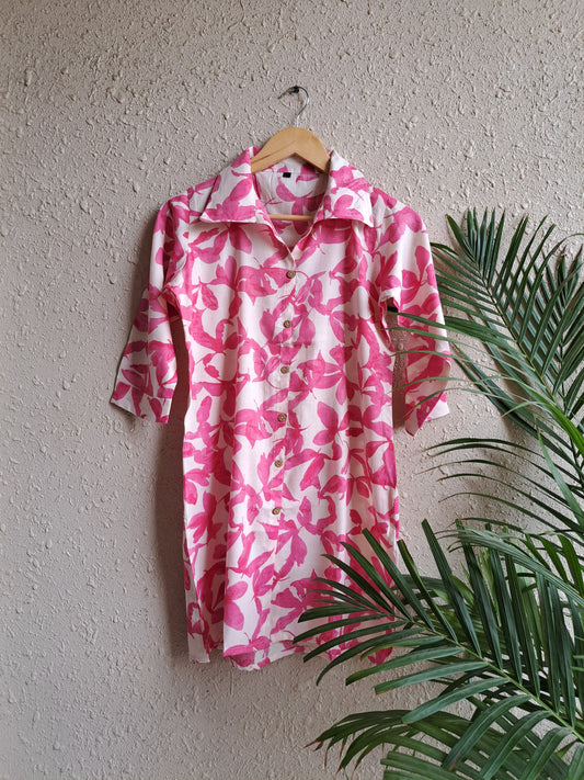 Blush Leaf Pure Cotton Co-ord Set (Pink)