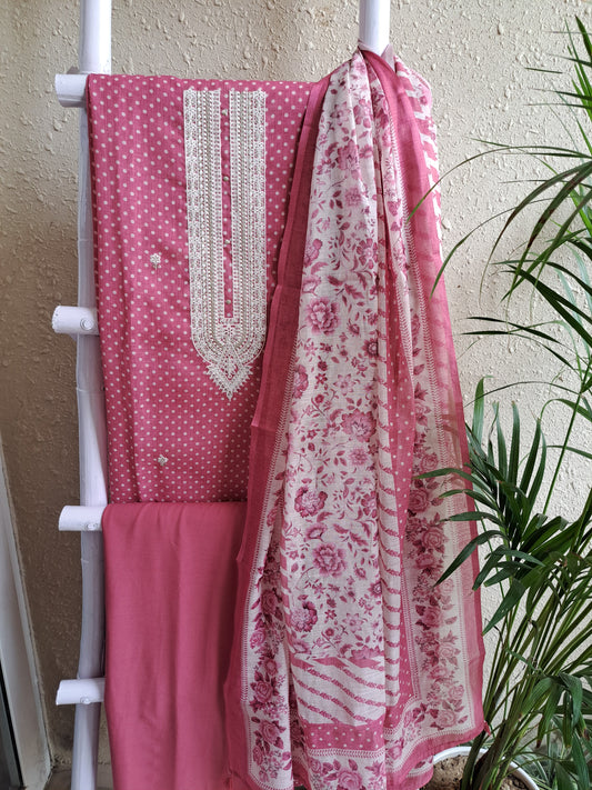 Pink Maheshwari Suit Set