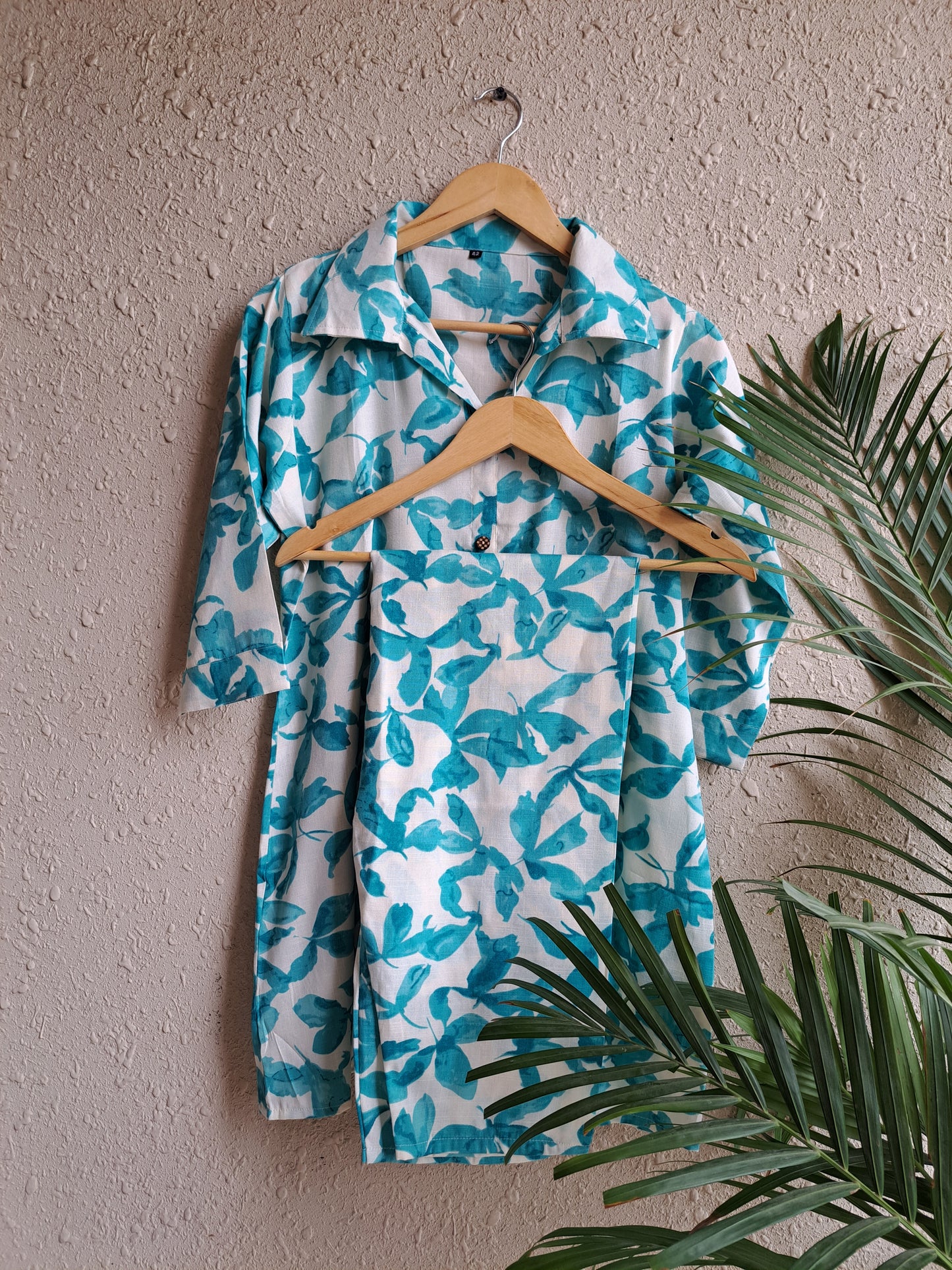 Turquoise Bloom Pure Cotton Co-ord Set