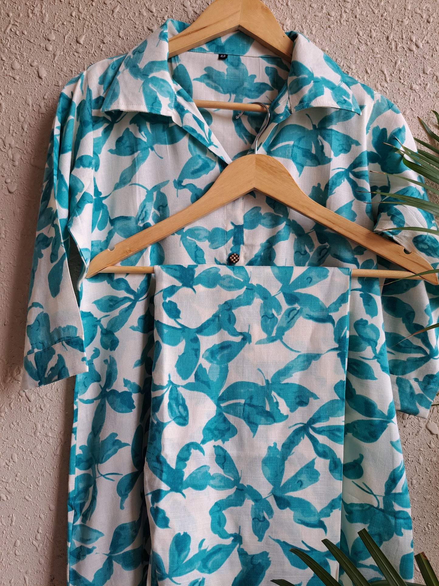 Turquoise Bloom Pure Cotton Co-ord Set